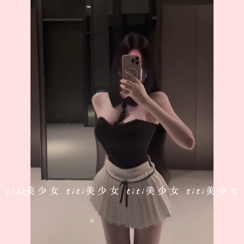 【TiTi美少女】纯欲风黑猫女警解构式鱼骨黑色缎面性感抹胸上衣,淘宝优惠券,粉丝福利购,淘宝优惠卷