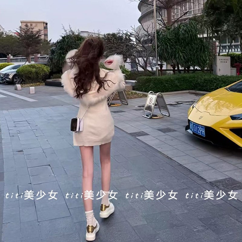 【TiTi美少女】纯欲风茶里茶气貉子毛领连帽羊毛开衫针织外套上衣,淘宝优惠券,粉丝福利购,淘宝优惠卷