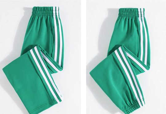 宝蓝裤天蓝裤草绿裤墨绿裤双白杠直筒松紧口学生校服裤春秋款定制