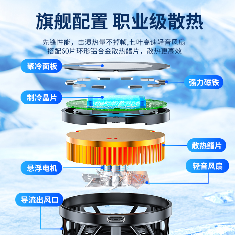 手机散热器半导体磁吸背夹降温神器散热制冷可结冰适用苹果黑鲨红魔ipad直播iqoo吃鸡王者游戏直播专用 - 图0