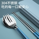 Палочки для еды из нержавеющей стали, ложка, детский портативный комплект, милая посуда для школьников, коробка для хранения, 3 предмета