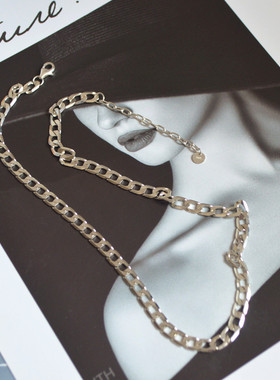 s925纯银古巴链银项链男女