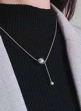 S925纯银转运球项链女毛衣链配饰