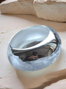 纯银重工宽版泥鳅背戒指女韩版