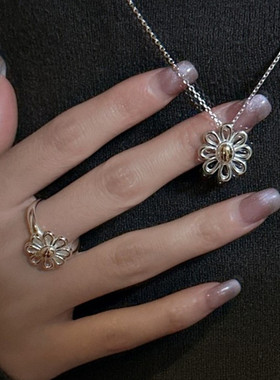 纯银撞色雏菊项链女2025年新款