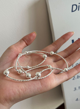 纯银多圈银手镯女高级感手链