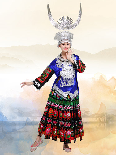 贵州苗族盛装少数民族服装女成人土家族舞蹈演出服饰彝族黔南特色 - 图2