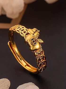 s925马上有钱开口戒指送女友礼物