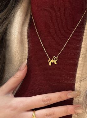 s925银蝴蝶结小马项链送女友礼物