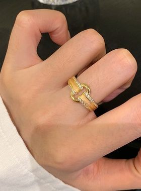 s925银拉丝元宝扣戒指送女友礼物