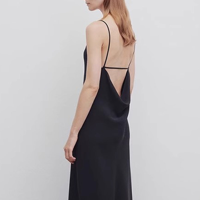 ROW 吊带连衣裙女2024春夏新款气质显瘦法式露背长裙年会晚宴女装