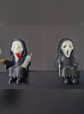 桌面摆件万圣节装饰工位显示器电脑小边框女生办公室高级感小鬼脸