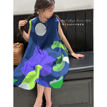 South Korean childrens dress painted graffiti girls dress 2023 summer dress new high-end children little girl sleeveless dress