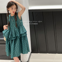 Korean Boy Clothing Girl Sleeveless Dress 2023 Summer Dress New High-end Little Girl Child Summer Vest Skirt