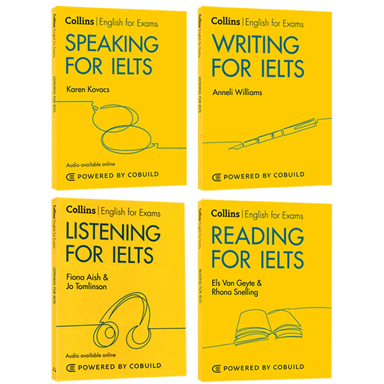柯林斯雅思考试系列套装 Collins English for IELTS 英文原版教材 雅思英语阅读听力口语写作技巧4本 进口自学参考工具书