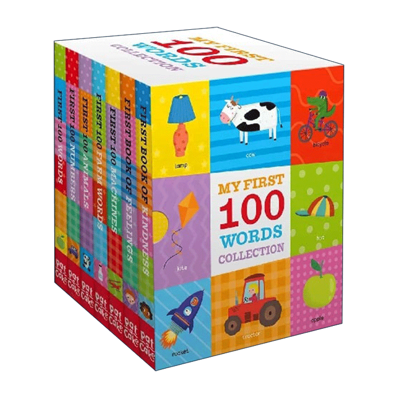 英文原版 First 100 Words 我的第一套单词书 动物农场机器认知启蒙100词系列 大开本纸板翻翻书6本套装 英文版 进口英语原版书籍