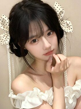 蝴蝶结发夹两侧波点结飘带女高级