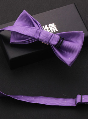 bow tie 男士 商务正装 紫色镶钻 结婚礼服 蝴蝶结领结煲呔