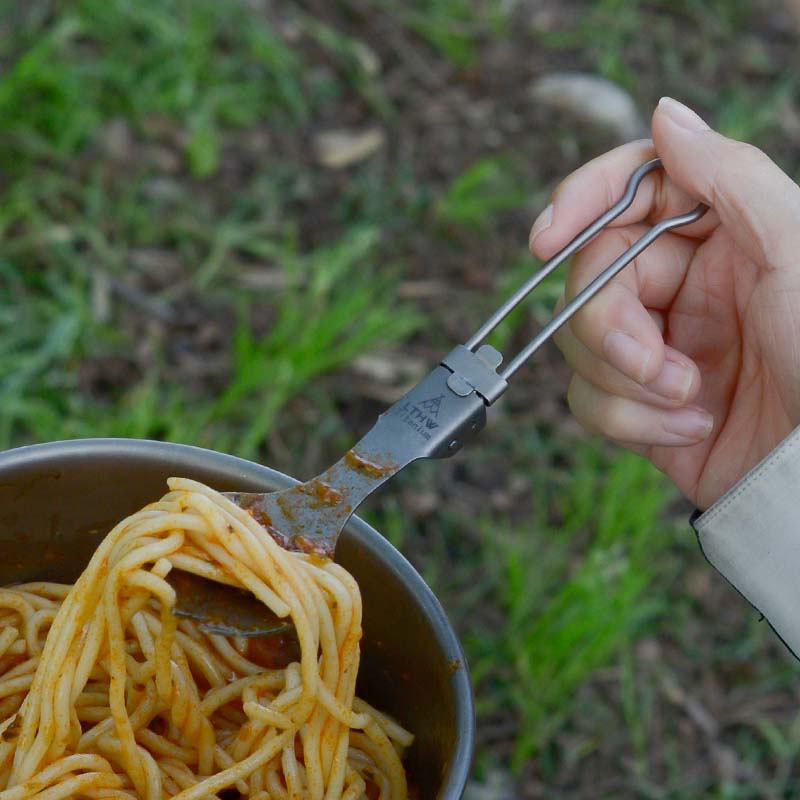 LTHW旅腾纯钛叉勺饭勺子调羹折叠轻量化便携户外旅行野炊露营餐具-图0