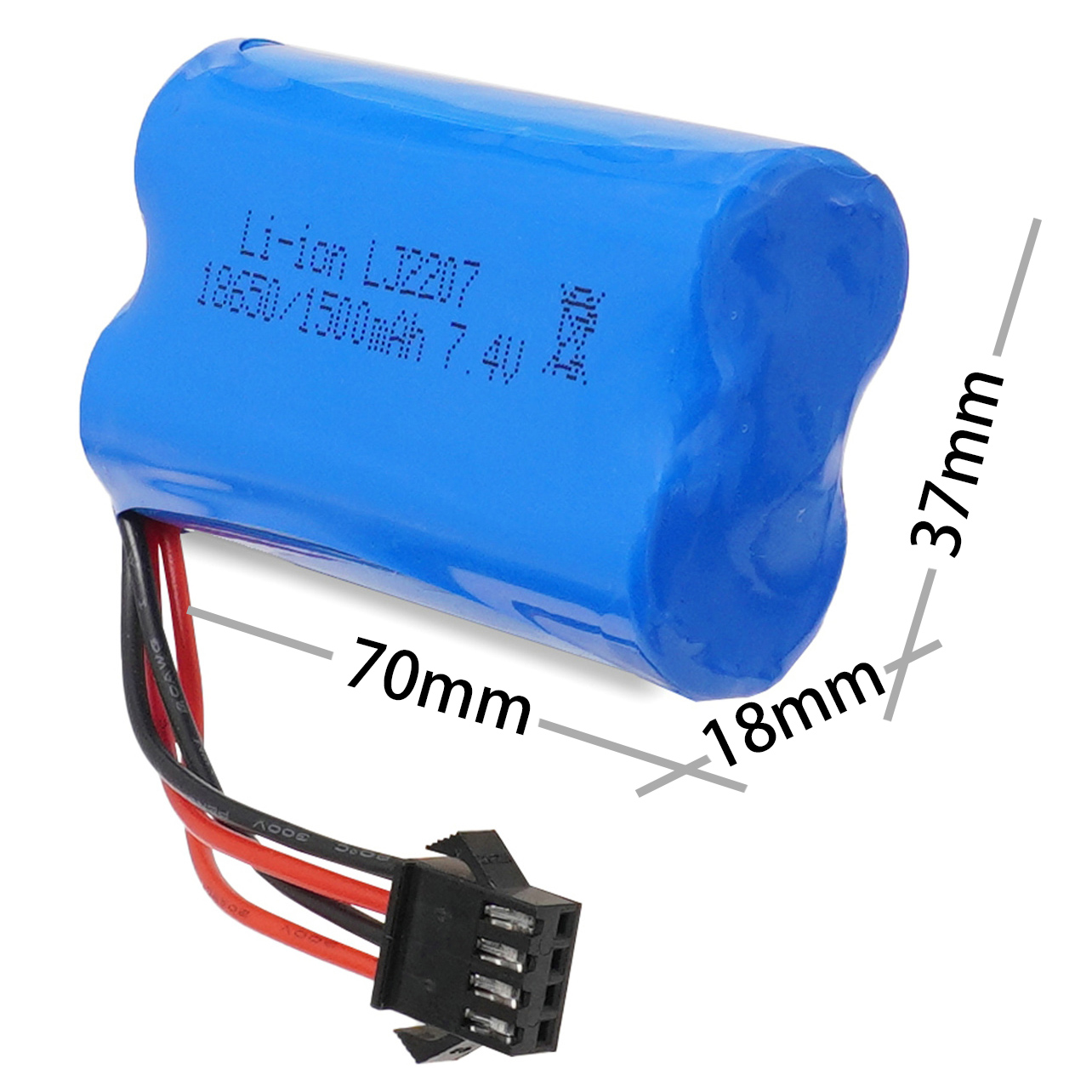 7.4v 1500mAh SM4P 18650锂电池1200mAh电动水枪遥控车玩具充电器 - 图0