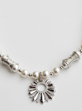 有猫在Catsin 秩序系列「晨曦」锆石齿轮日辉珍珠项链颈链锁骨链