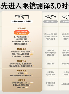 INMO GO3影目AI眼镜带显示翻译眼镜智能AR演讲提词器实时同声翻译