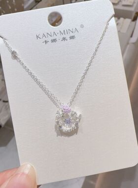 卡娜米娜高级感蝴蝶玫瑰花吊坠设计感锁骨链气质时尚优雅项链