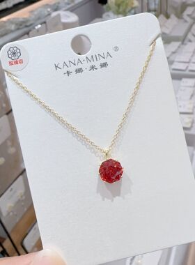 卡娜米娜简约玫瑰切圆形吊坠项链女精美个性时尚设计感锁骨链