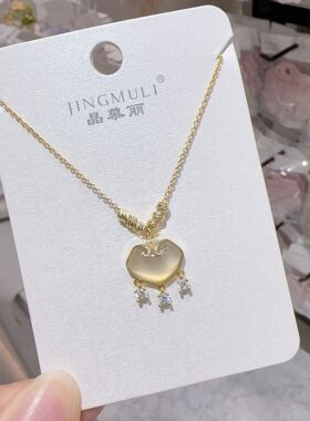 卡娜米娜简约气质平安锁吊坠项链时尚复古锁骨链小众设计项饰