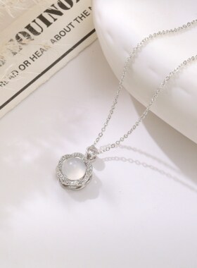 品质闪亮玉髓圆环项链女微镶锆石高级感时尚百搭吊坠环保电镀项饰