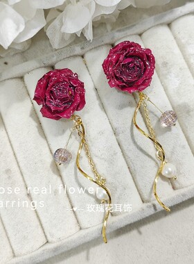 925银针超仙耳环女白色花朵度假风水滴珍珠耳饰春夏新款饰品
