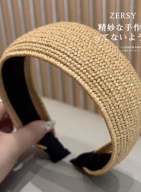 夏日新款波西米亚度假风草编发箍