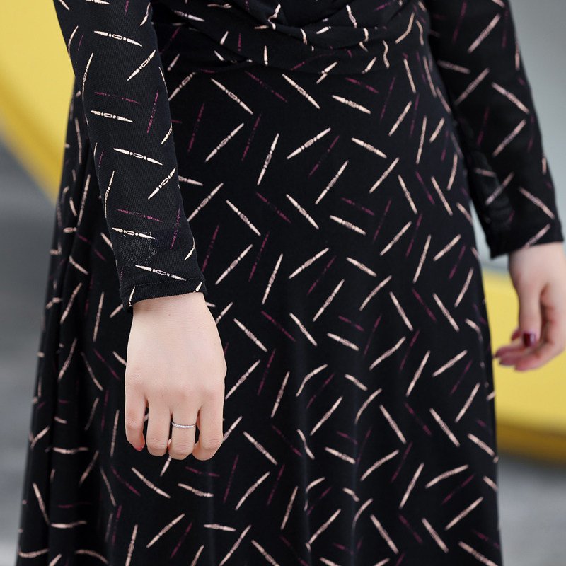 中年秋装连衣裙长袖过膝40春秋裙子 恋宇服饰中老年女装