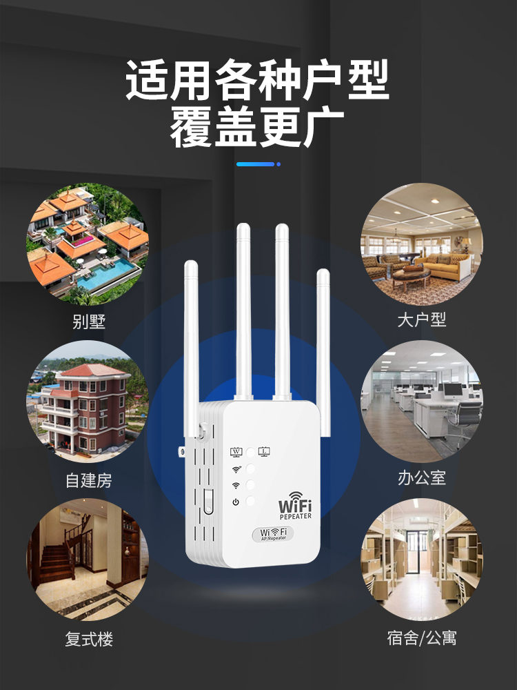 WIFI信号放大器5G双频增强器千兆1200M路由器电脑手机无线网络穿墙王加强扩大器中继器家用路由器扩展接收器-图2