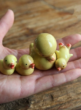 鱼缸布景可爱风陶瓷小黄鸭子摆件