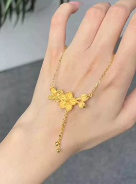 新款金色双生花项链女时尚百搭气质精致情人节送女友闺蜜生日礼物