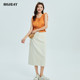 Xuanri high waist white denim long skirt