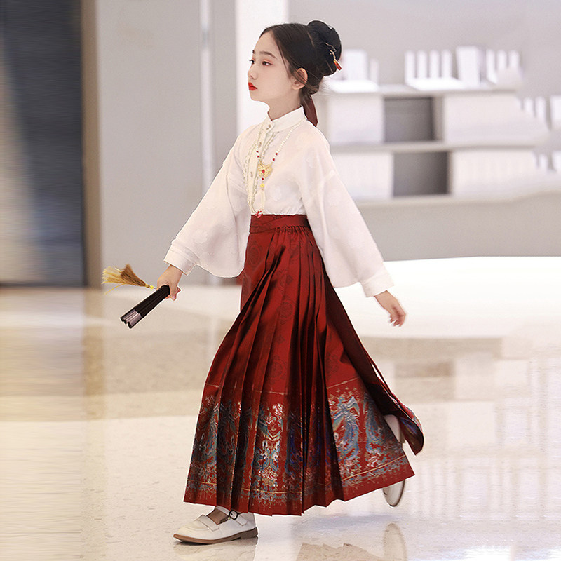 女童马面裙套装新款中国风汉服小女孩国潮唐装半身裙儿童古装春秋,淘宝优惠券,粉丝福利购,淘宝优惠卷