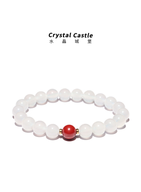 CC水晶城堡白玛瑙草莓晶朱砂手链