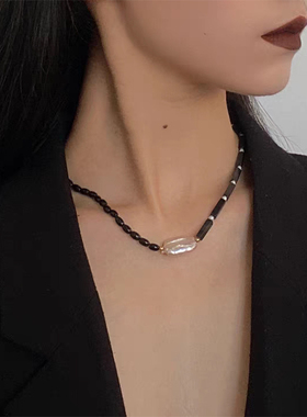 轻奢项链珍珠玛瑙串珠锁骨链