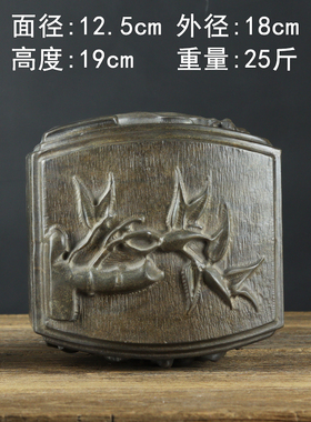 仿古老石头石墩青石花盆雕刻庭院
