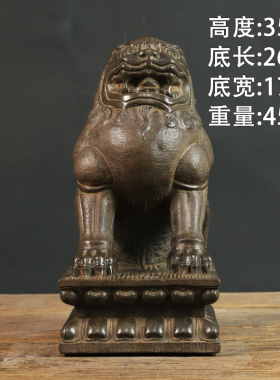 中式复古浮雕石狮子手工打磨石雕