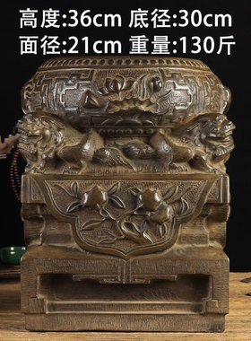复古做旧茶馆客厅狮子抱鼓门墩