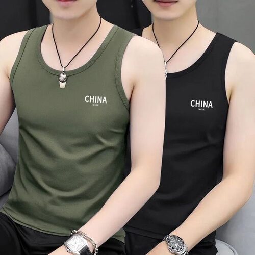 买一送一纯色简约纯棉背心男夏季薄款速干无袖t恤外穿运动上衣潮 - 图2