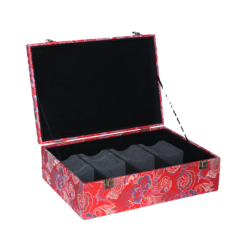 手镯收纳盒高档精致大容量实木盖复古锦缎翡翠玉镯子专用首饰箱子,淘宝优惠券,粉丝福利购,淘宝优惠卷