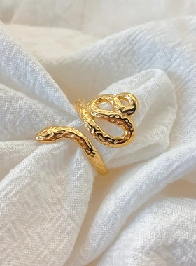 eManco法式复古不锈钢蛇形戒指