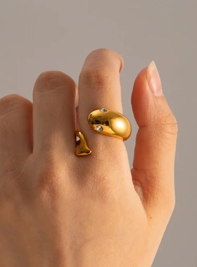 eManco新款INS风法式不锈钢戒指