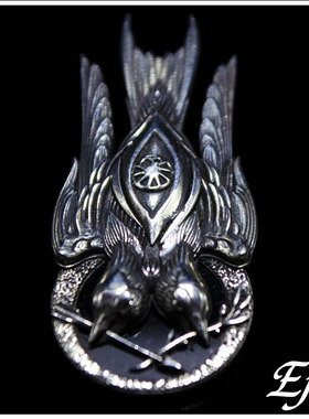 手工锻造 双头燕  S925纯银吊坠