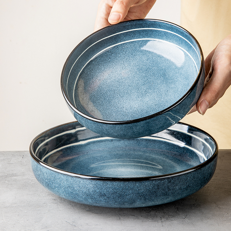 悠瓷高颜值加厚陶瓷碗创意沙拉碗汤盘家用菜盘面碗单个北欧餐具-图1