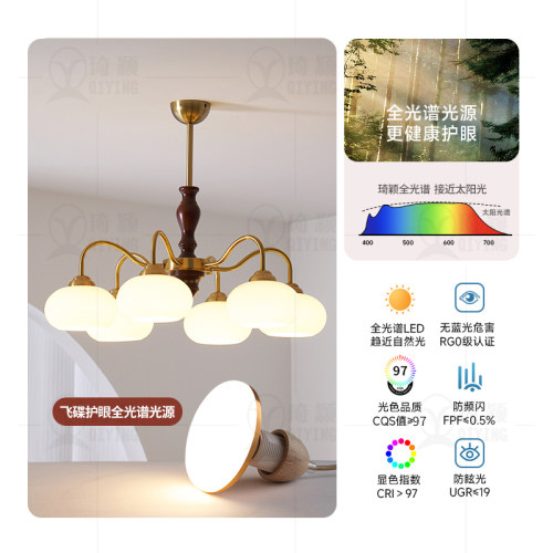 美式复古风餐厅书房卧室柿子吊灯侘寂中古vintage意式实木客厅灯 - 图3